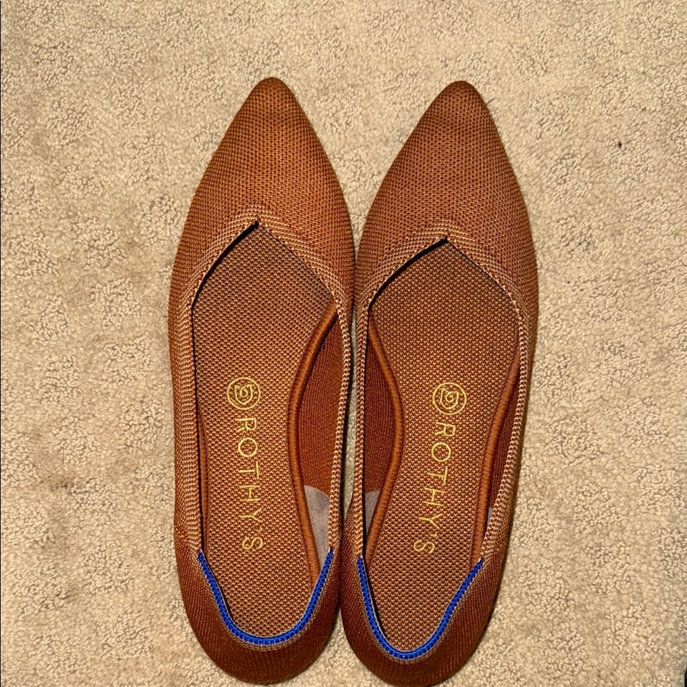 Rothy's Brown Pointed-Toe Flats Elegant Slip-On Design